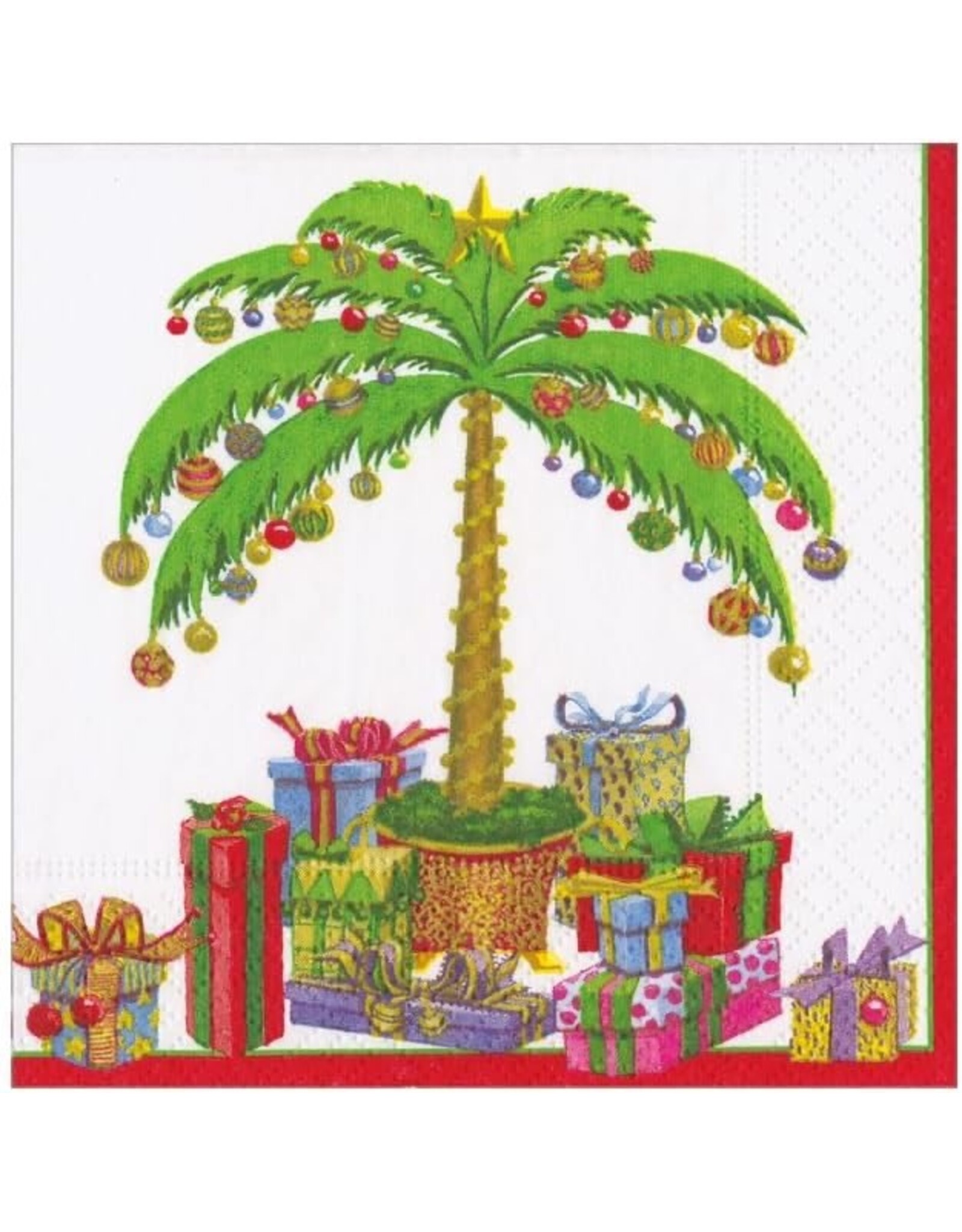 Caspari Christmas Paper Cocktail Napkins 20pk Deck the Palms