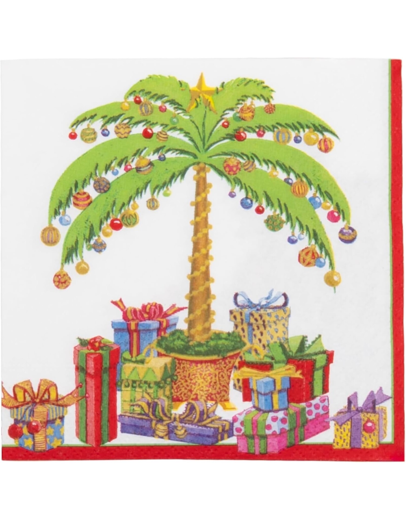 Caspari Christmas Paper Cocktail Napkins 20pk Deck the Palms