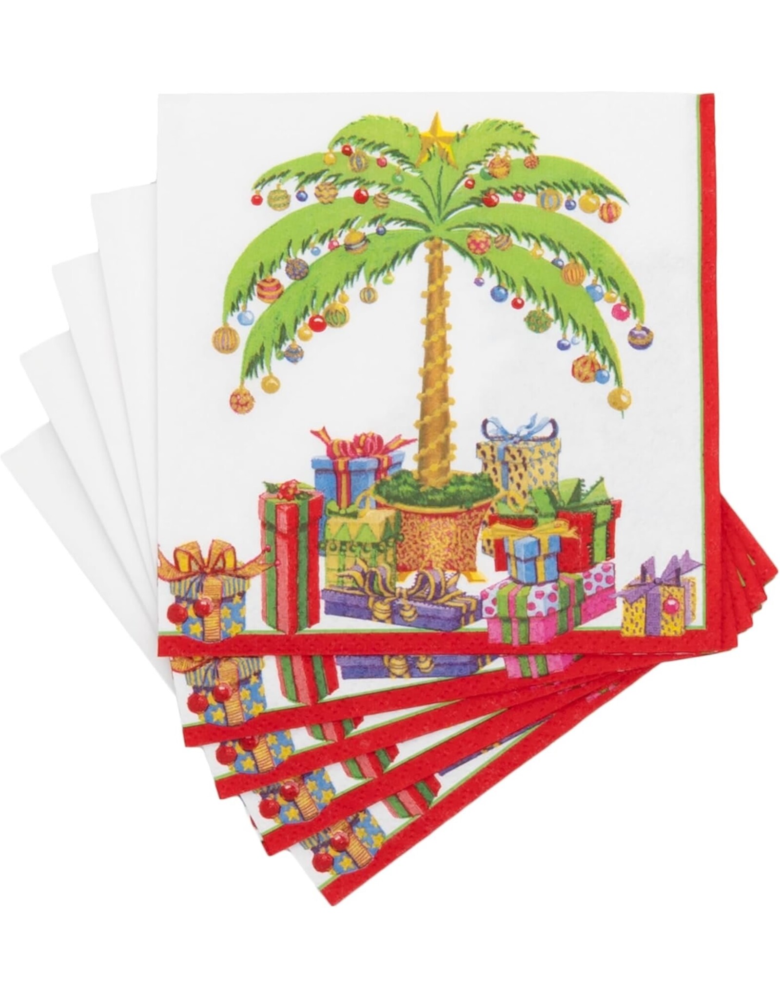 Caspari Christmas Paper Cocktail Napkins 20pk Deck the Palms