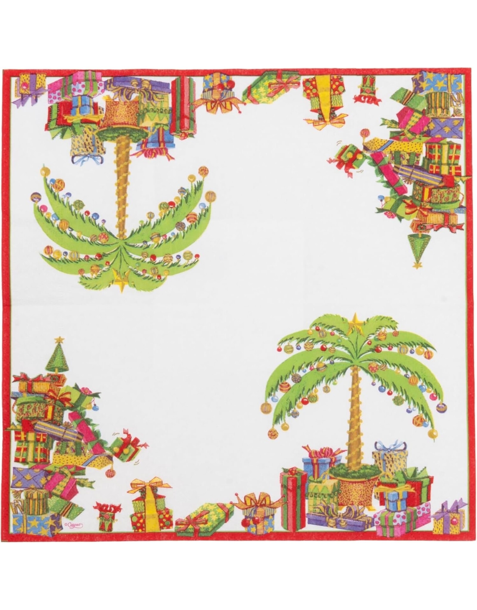 Caspari Christmas Paper Cocktail Napkins 20pk Deck the Palms