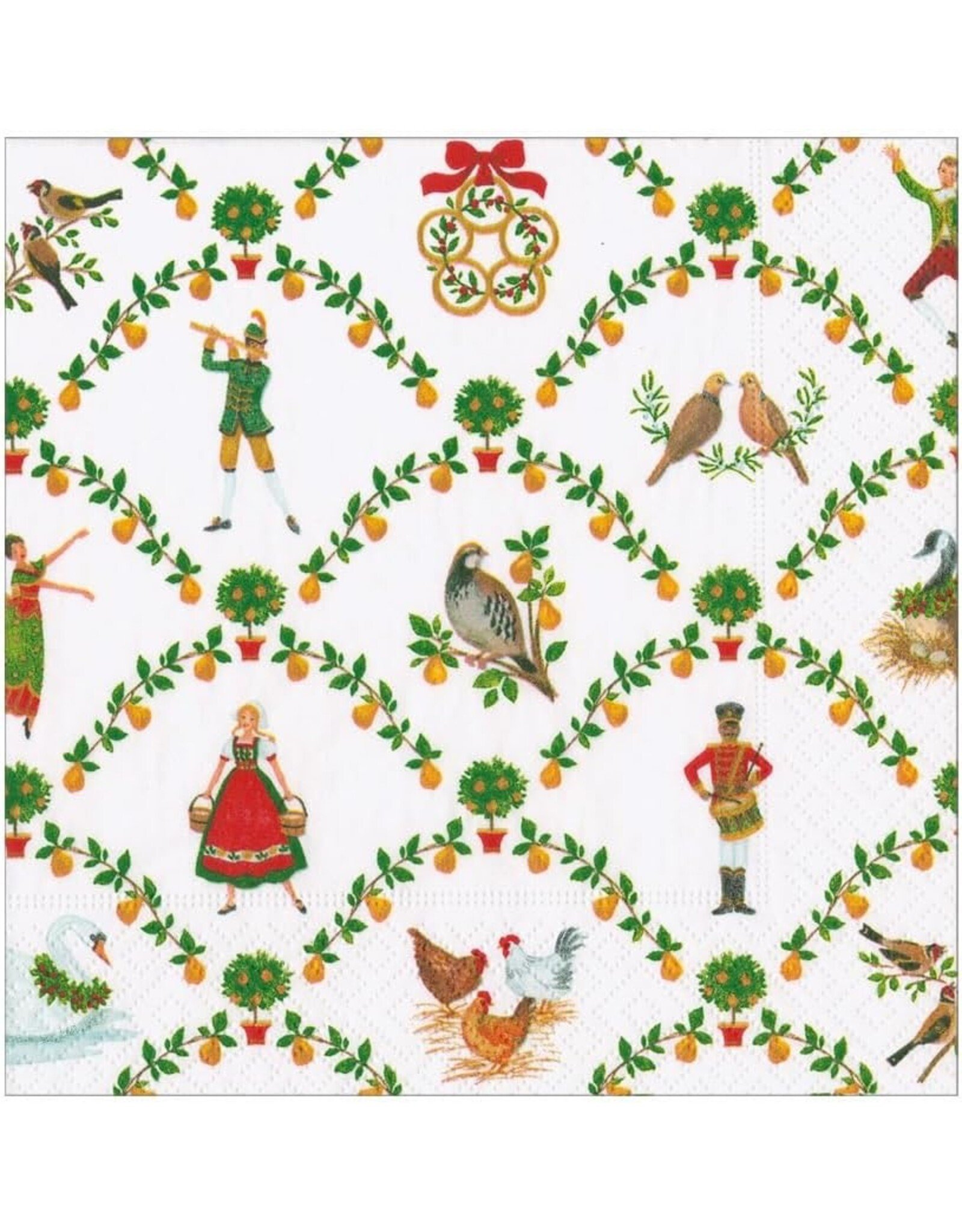 Caspari Christmas Paper Luncheon Napkins 20pk On The Twelfth Day