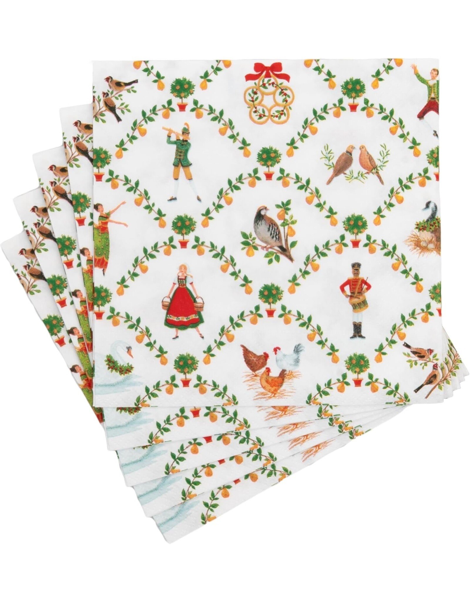Caspari Christmas Paper Luncheon Napkins 20pk On The Twelfth Day