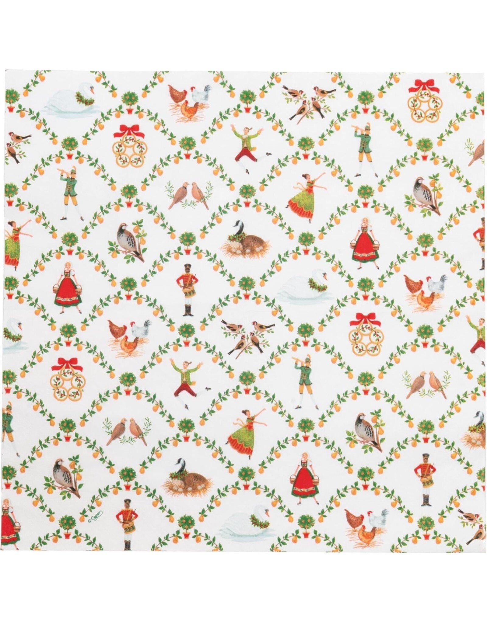 Caspari Christmas Paper Luncheon Napkins 20pk On The Twelfth Day