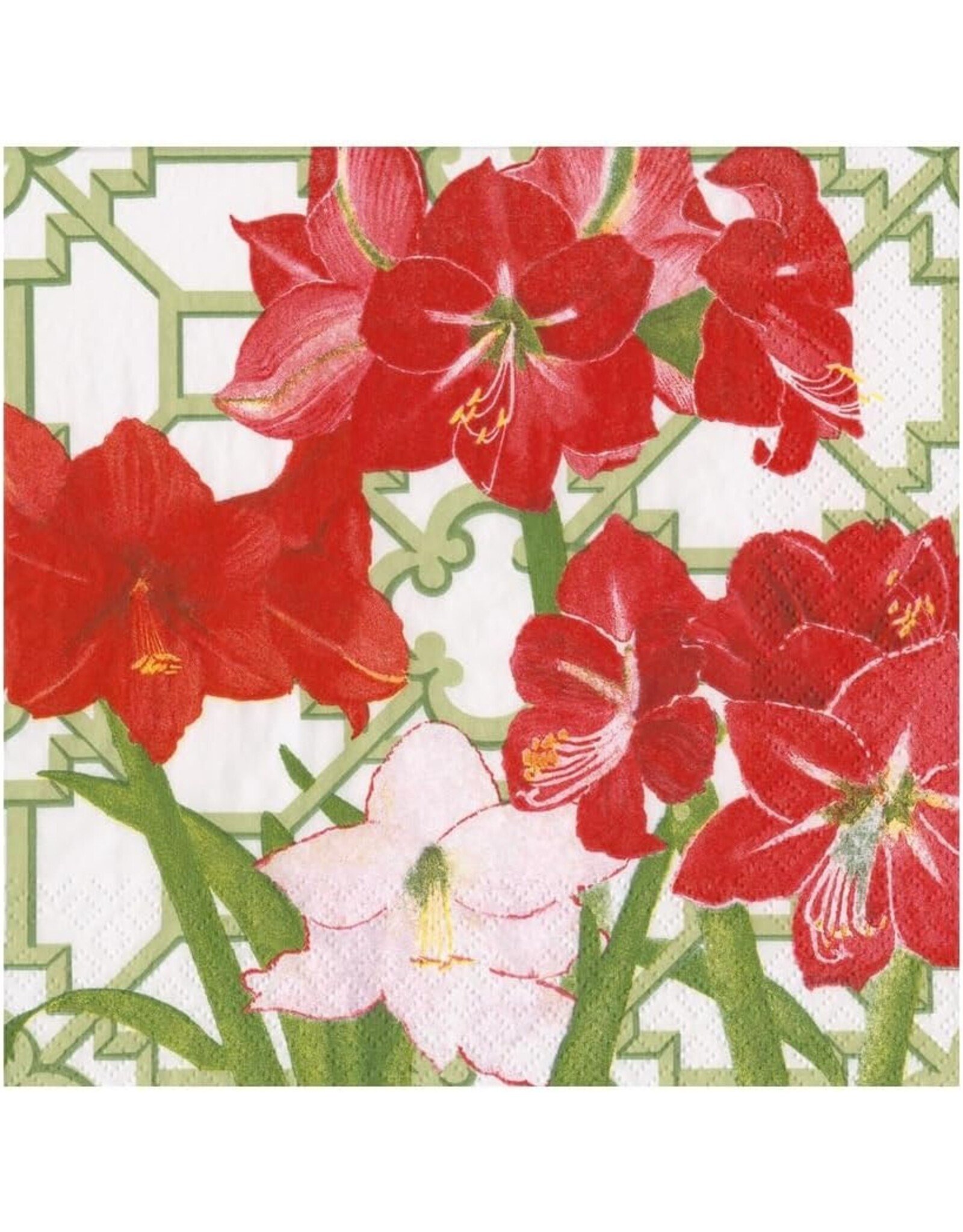 Caspari Christmas Paper Luncheon Napkins 20pk Amaryllis Conservatory