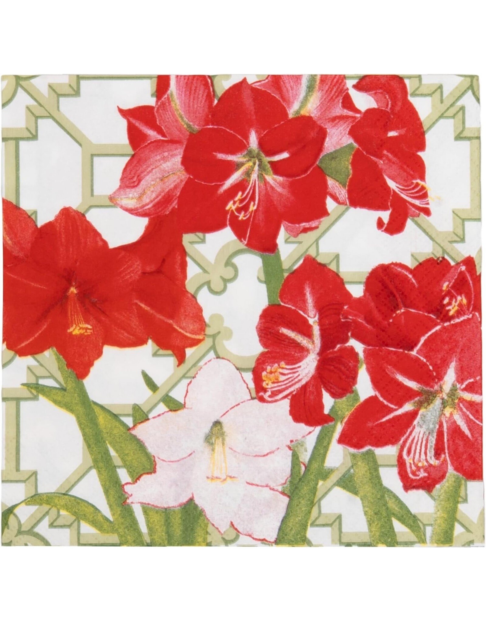 Caspari Christmas Paper Luncheon Napkins 20pk Amaryllis Conservatory