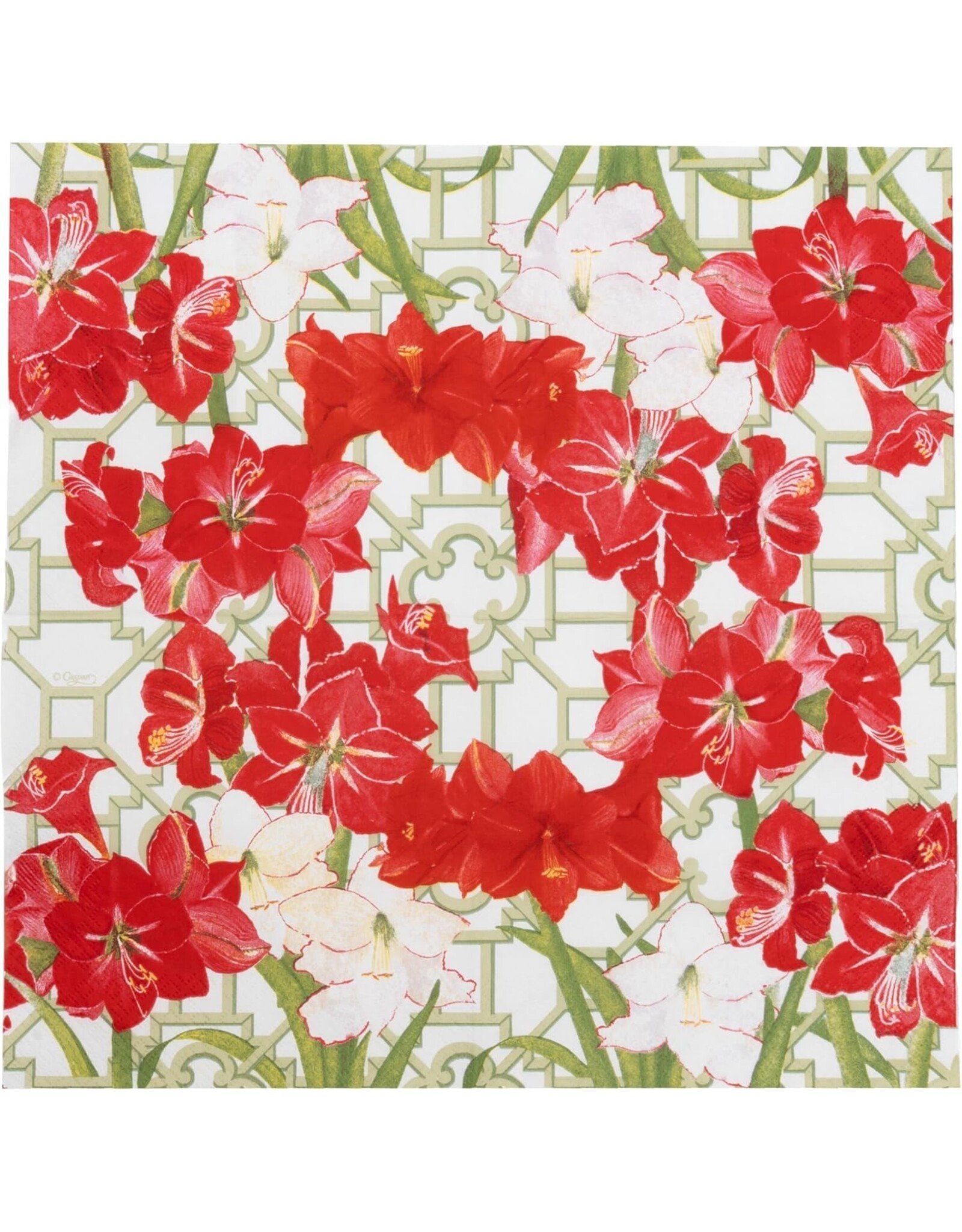 Caspari Christmas Paper Luncheon Napkins 20pk Amaryllis Conservatory