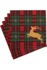 Caspari Christmas Dinner Napkins 20pk Reindeer Tartan Caspari Christmas Dinner Napkins 20pk Reindeer Tartan