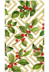 Caspari Christmas Guest Towel Napkins 15pk Holly And Fretwork Caspari Christmas Guest Towel Napkins 15pk Holly And Fretwork