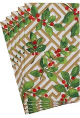 Caspari Christmas Guest Towel Napkins 15pk Holly And Fretwork Caspari Christmas Guest Towel Napkins 15pk Holly And Fretwork