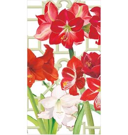 Caspari Christmas Guest Towel Napkins 15pk Amaryllis Conservatory