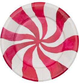 Caspari Christmas Paper Salad Dessert Plates 8pk Peppermint