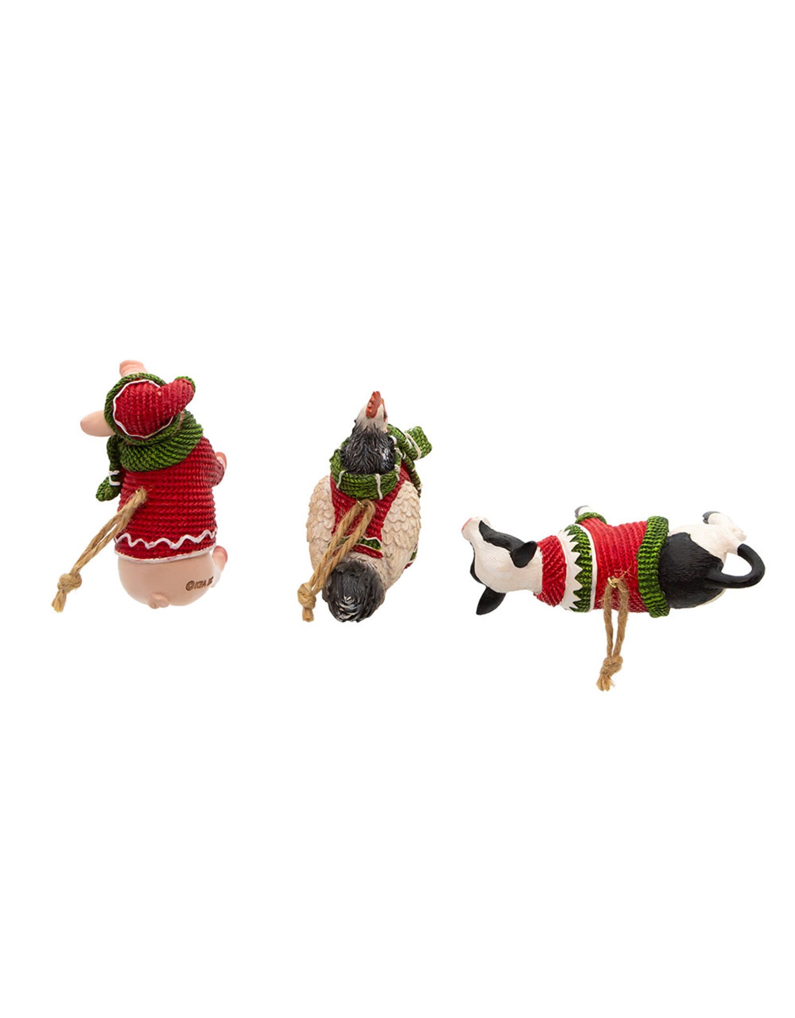 Kurt Adler Farm Animals Wearing Sweaters Ornaments 3 Assorted