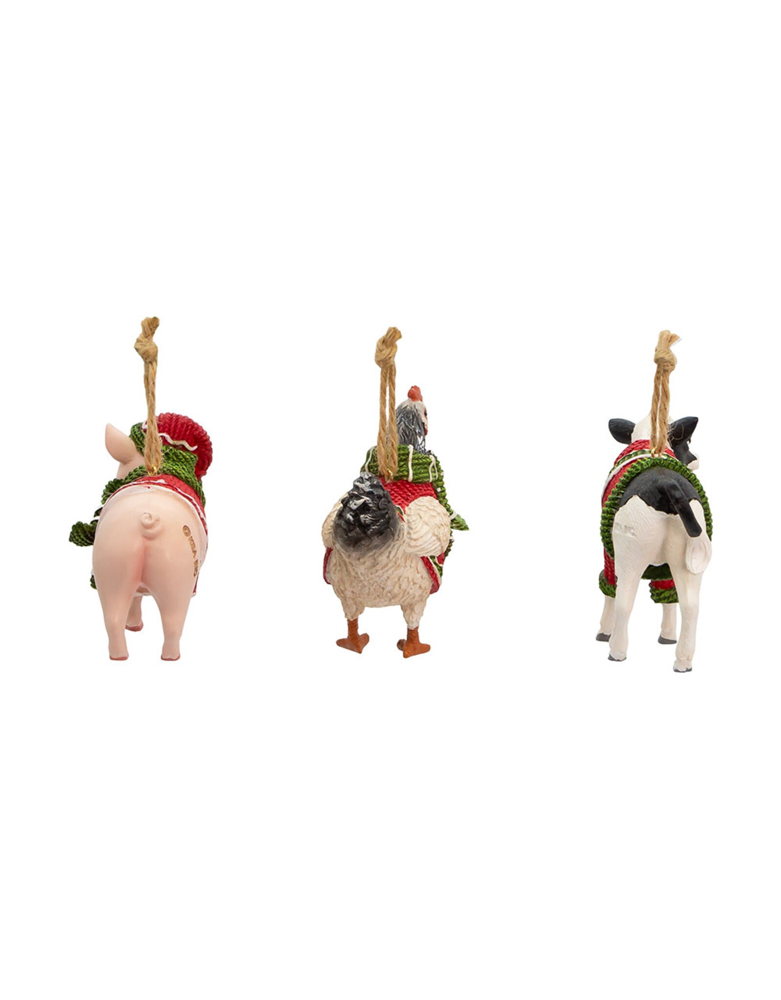 Kurt Adler Farm Animals Wearing Sweaters Ornaments 3 Assorted