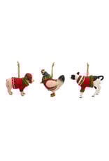 Kurt Adler Farm Animals Wearing Sweaters Ornaments 3 Assorted
