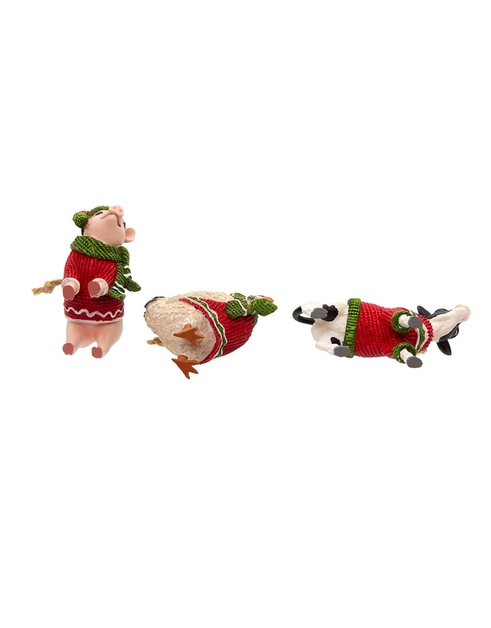 Kurt Adler Farm Animals Wearing Sweaters Ornaments 3 Assorted