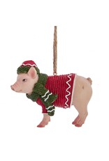 Kurt Adler Farm Animal Pig Wearing Sweater Ornament