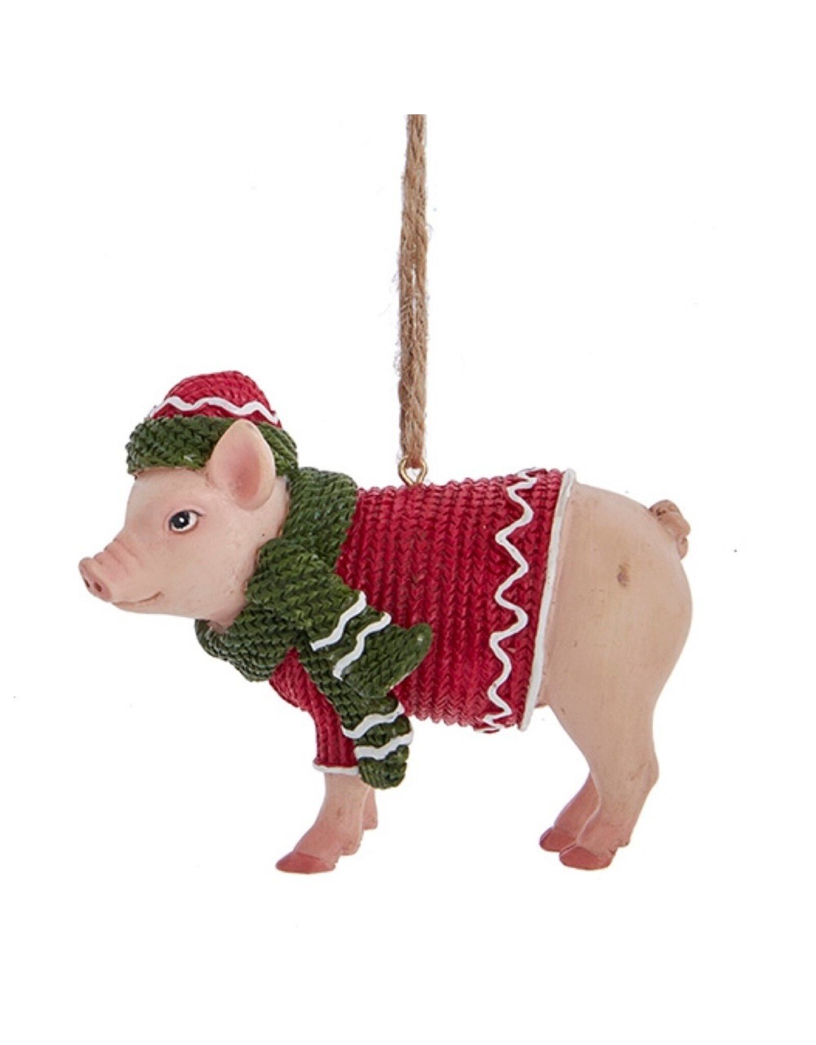 Kurt Adler Farm Animal Pig Wearing Sweater Ornament