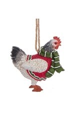 Kurt Adler Farm Animal Rooster Wearing Sweater Ornament
