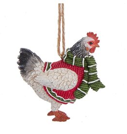 Kurt Adler Farm Animal Rooster Wearing Sweater Ornament