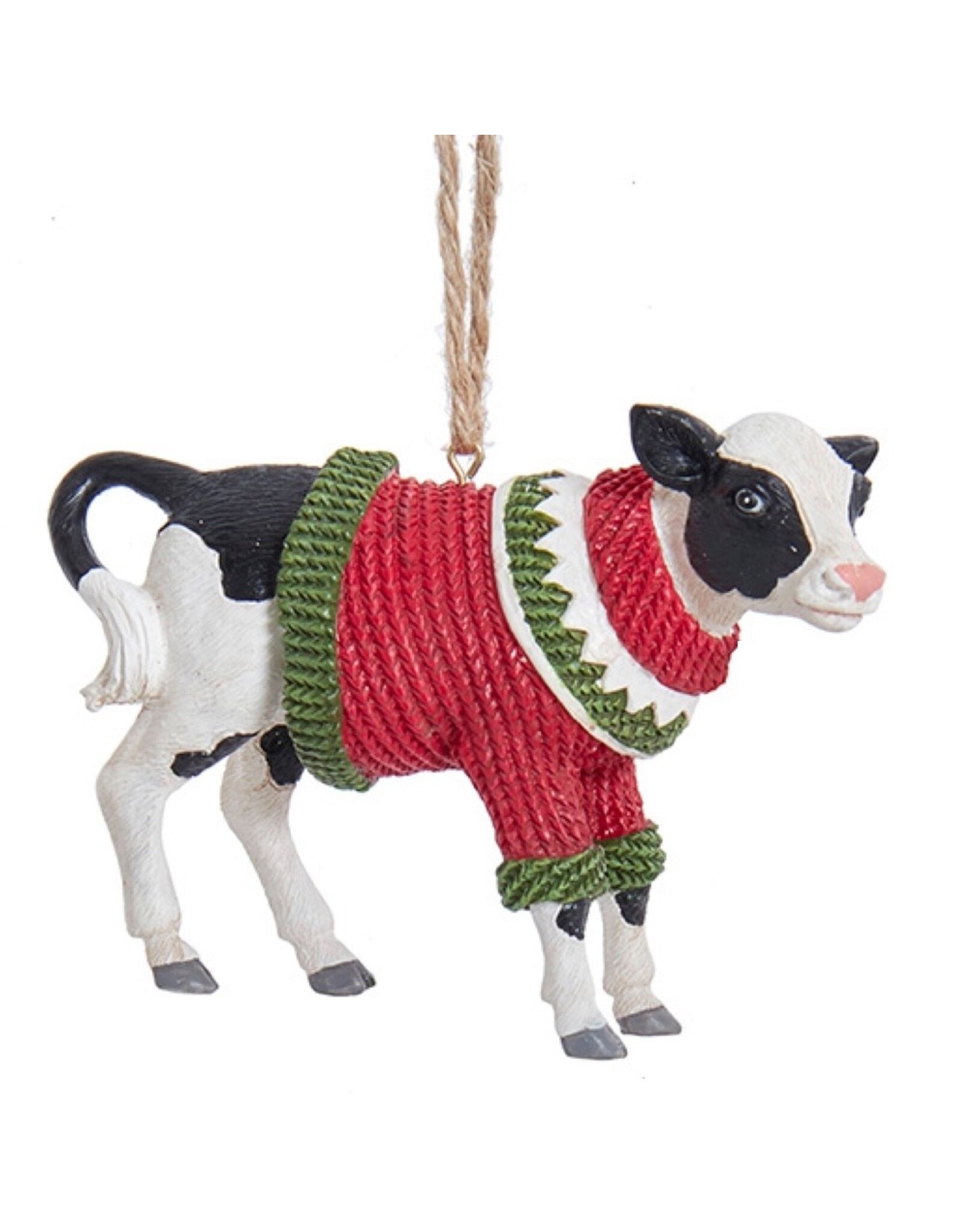 Kurt Adler Farm Animal Cow Wearing Sweater Ornament
