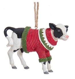 Kurt Adler Farm Animal Cow Wearing Sweater Ornament