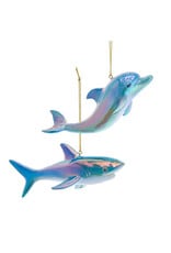 Kurt Adler Dolphin And Shark Electroplated Ornaments 2 Assorted