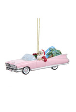 Kurt Adler Santa In Pink Cadillac Ornament