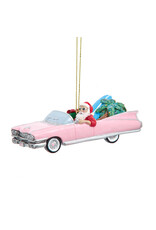 Kurt Adler Santa In Pink Cadillac Ornament