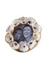 Mud Pie Circle Mini Gold Oyster Shell Picture Frame For 3.5 Photo