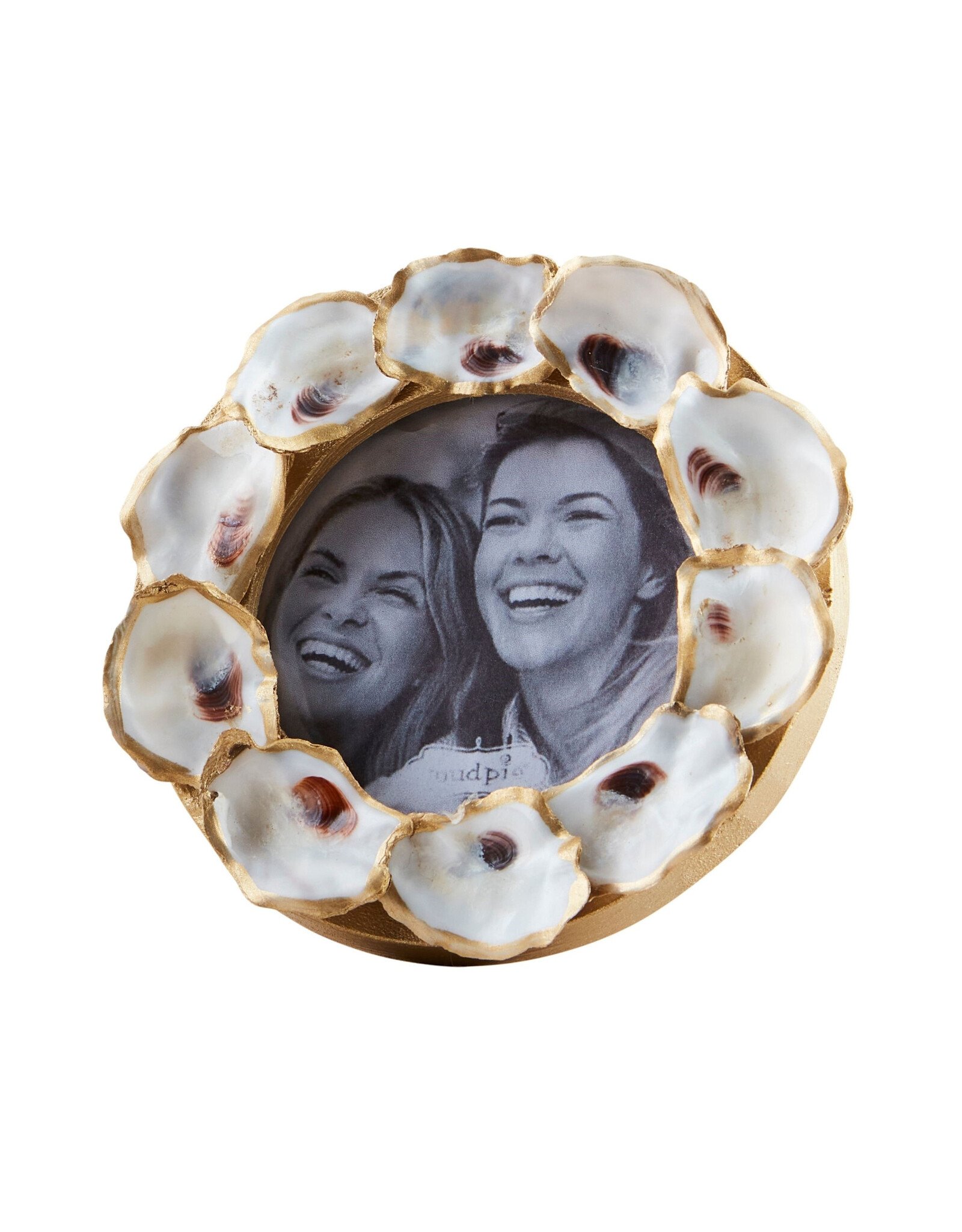 Mud Pie Circle Mini Gold Oyster Shell Picture Frame For 3.5 Photo