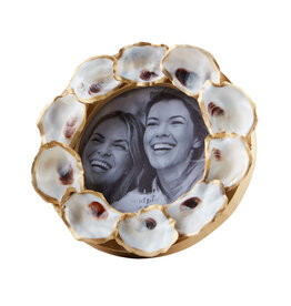 Mud Pie Circle Mini Gold Oyster Shell Picture Frame For 3.5 Photo
