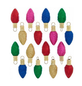 Kurt Adler Glass Multicolor Glittered Bulb Ornaments 1.8 Inch 16pc