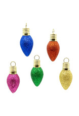 Kurt Adler Glass Multicolor Glittered Bulb Ornaments 1.8 Inch 16pc