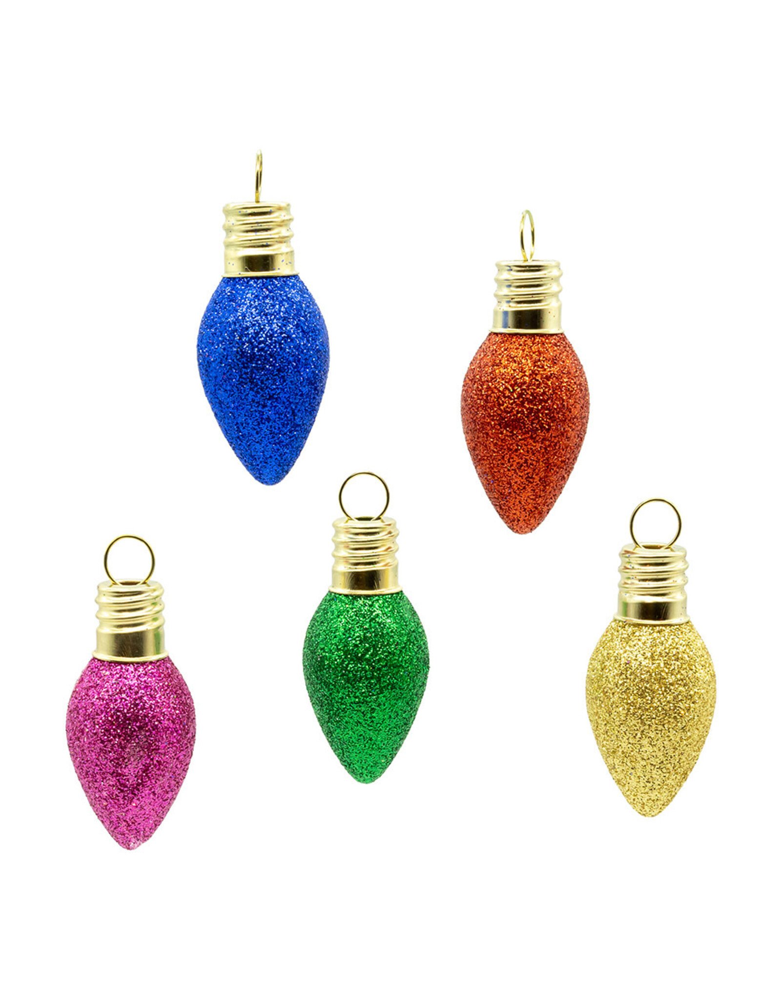 Kurt Adler Glass Multicolor Glittered Bulb Ornaments 1.8 Inch 16pc