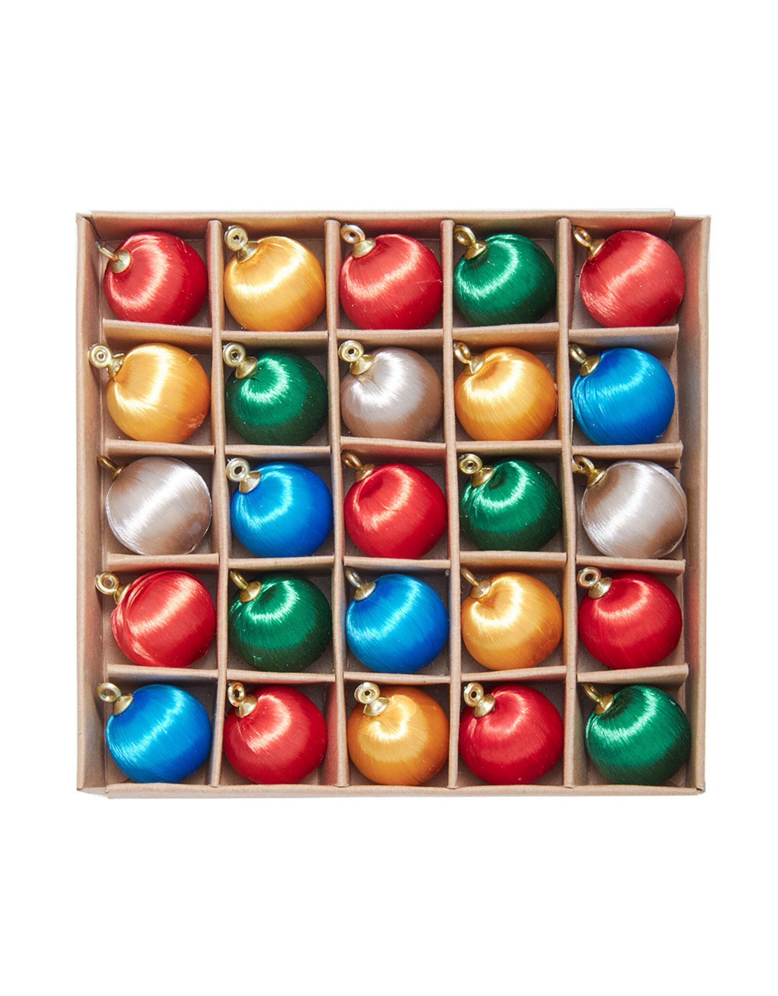 Kurt Adler Multicolor Silk Ball Ornaments 1.18 Inch 25pc