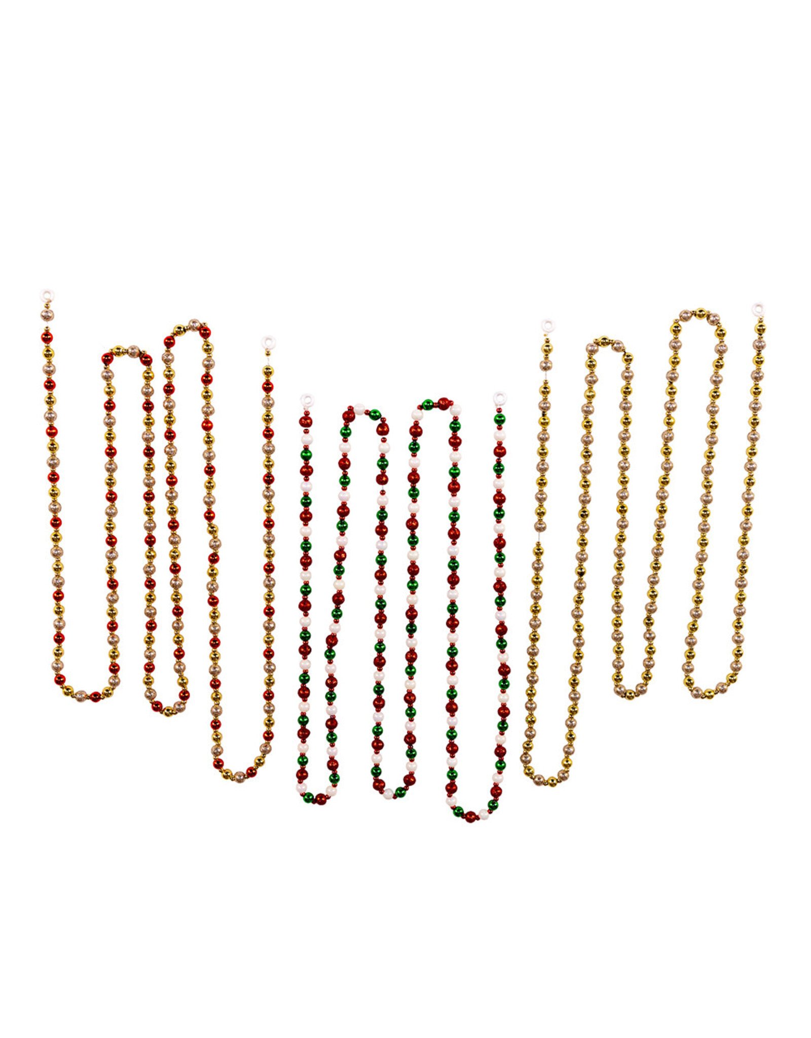 Kurt Adler Miniature Round Bead Garlands 6FT 3 Assorted