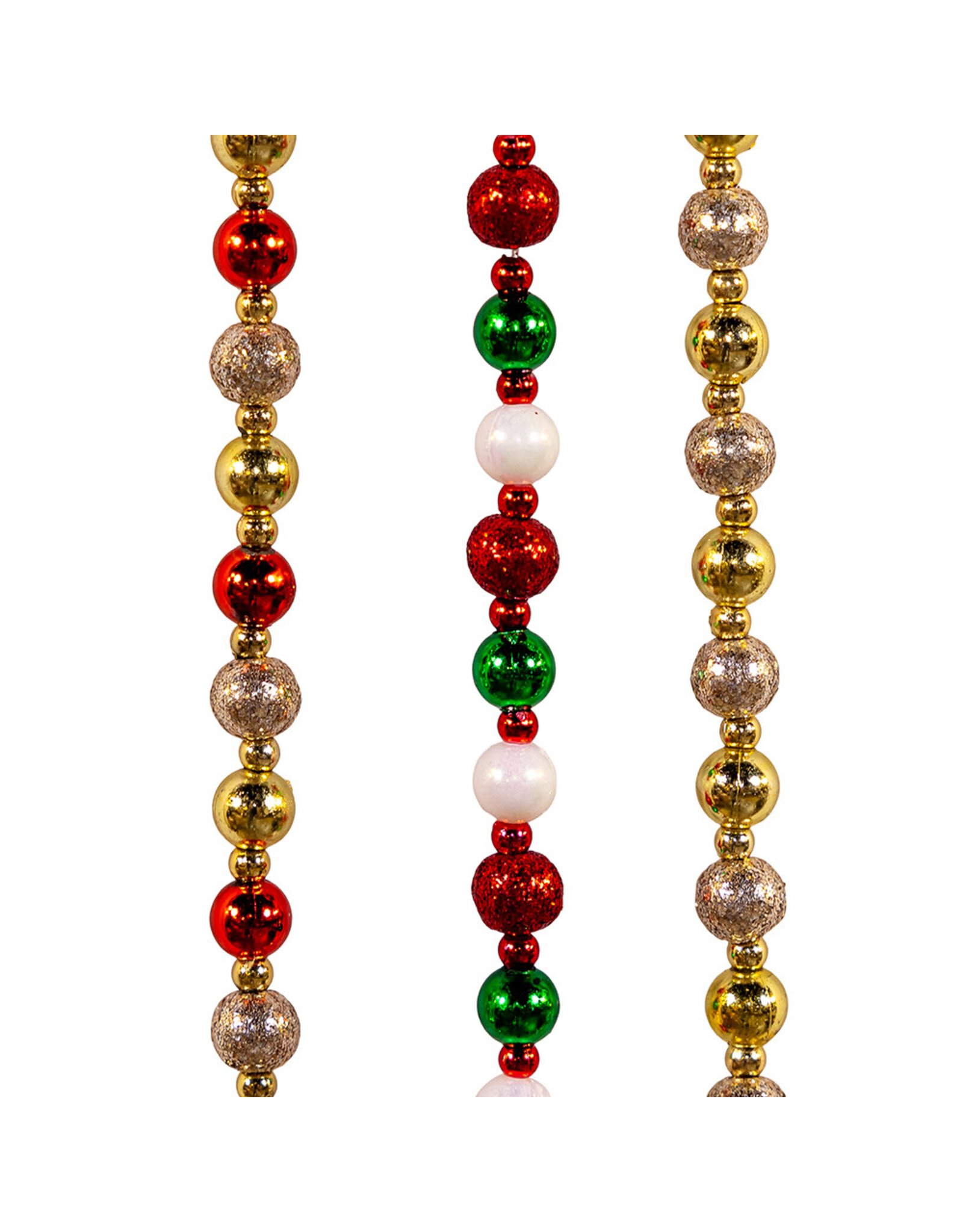 Kurt Adler Miniature Round Bead Garlands 6FT 3 Assorted