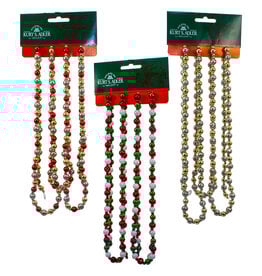 Kurt Adler Miniature Round Bead Garlands 6FT 3 Assorted