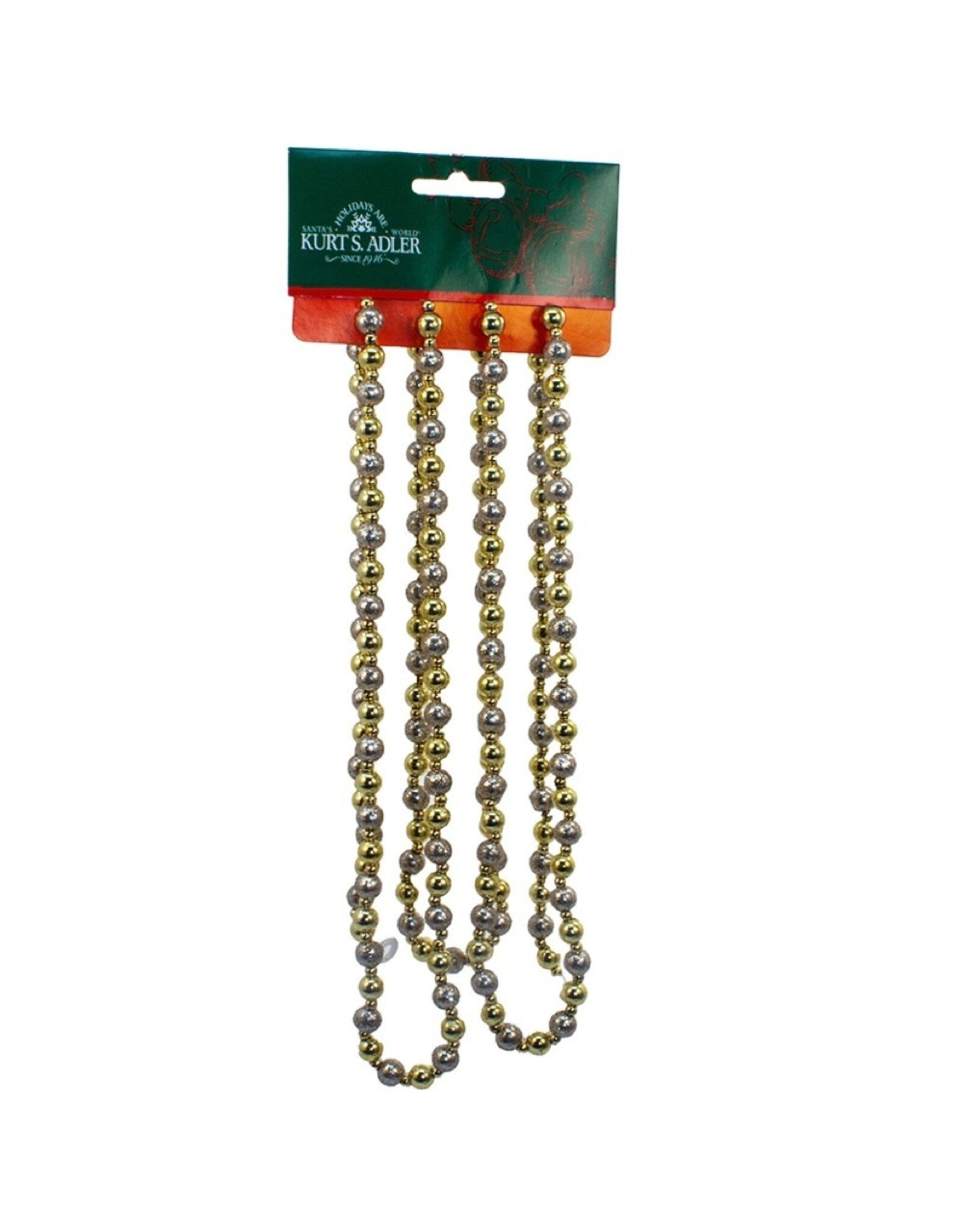 Kurt Adler Miniature Round Bead Garlands 6FT Gold