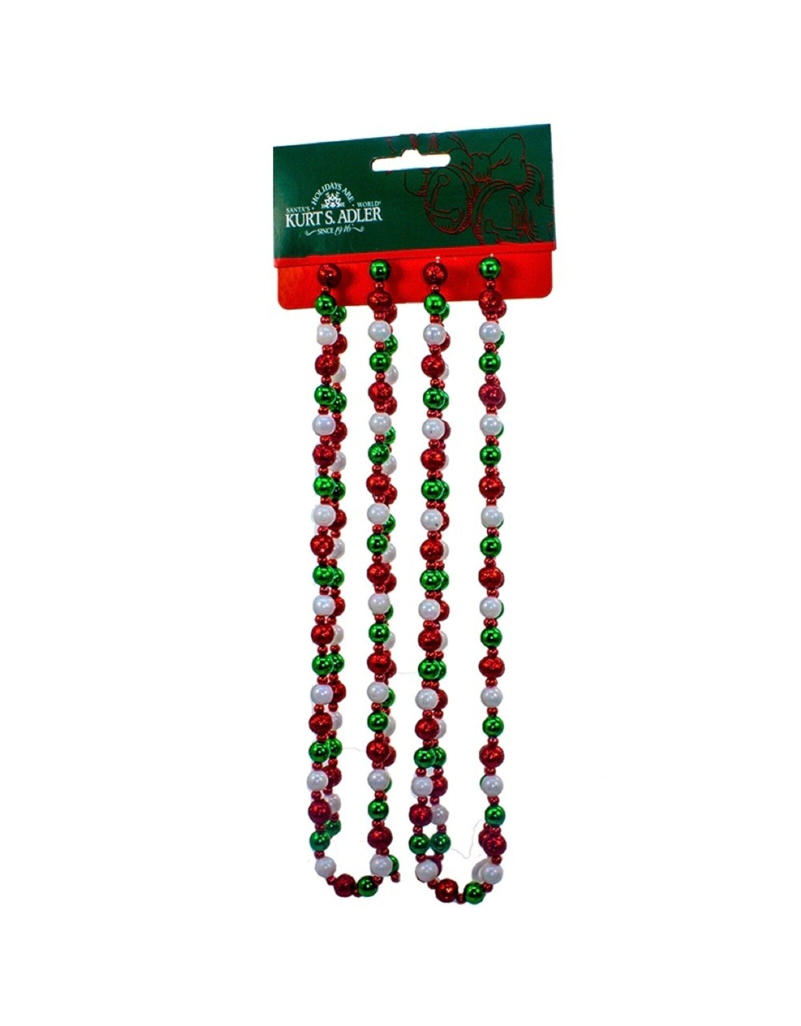 Kurt Adler Miniature Round Bead Garlands 6FT Red White Green