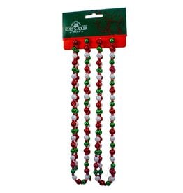 Kurt Adler Miniature Round Bead Garlands 6FT Red White Green