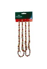 Kurt Adler Miniature Round Bead Garlands 6FT Red Silver Gold
