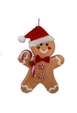 Kurt Adler Gingerbread Man With Candy Cane and Santa Hat Ornament