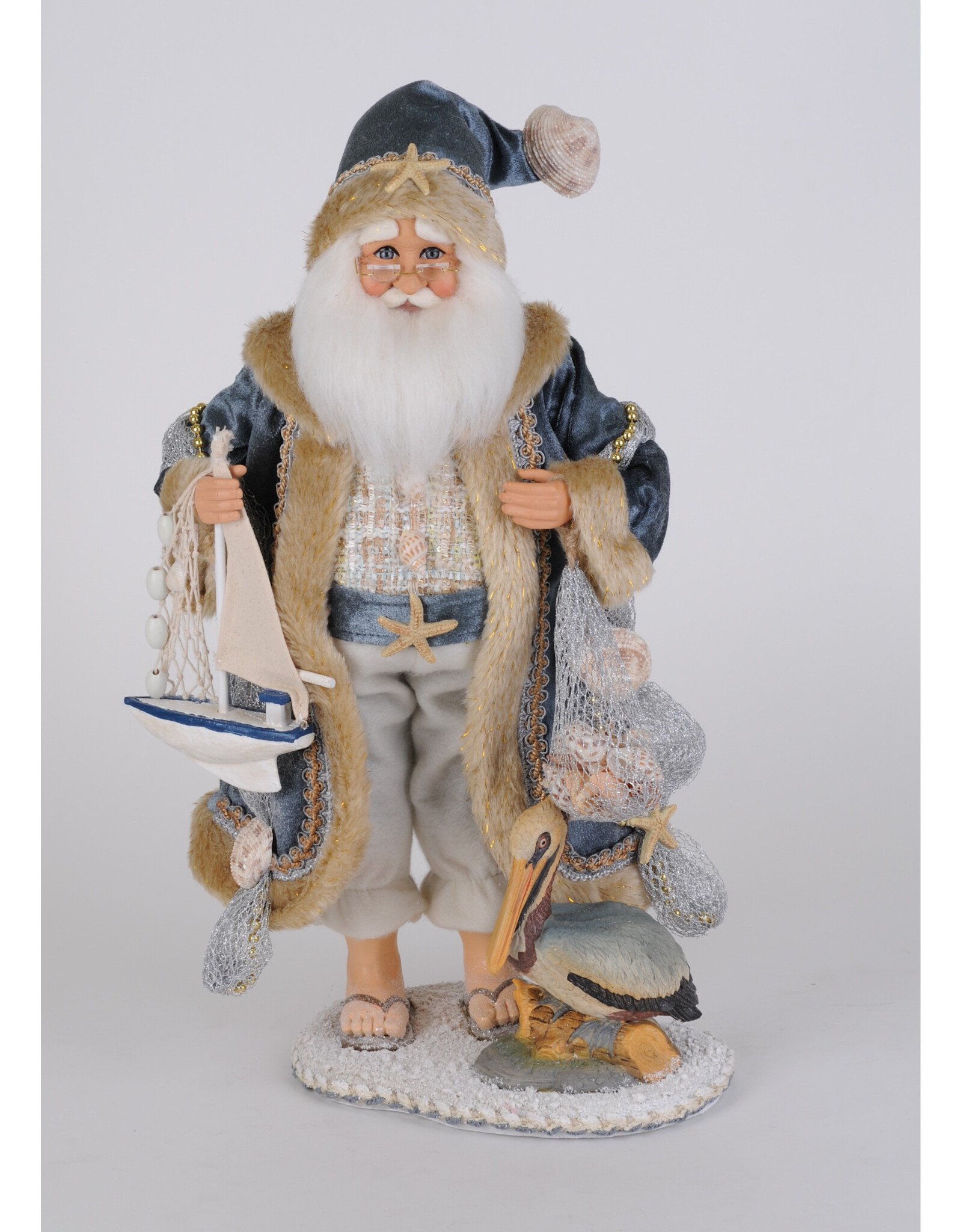 Karen Didion Pelican Beach Santa Coastal Beach Santa Figure 20 Inches