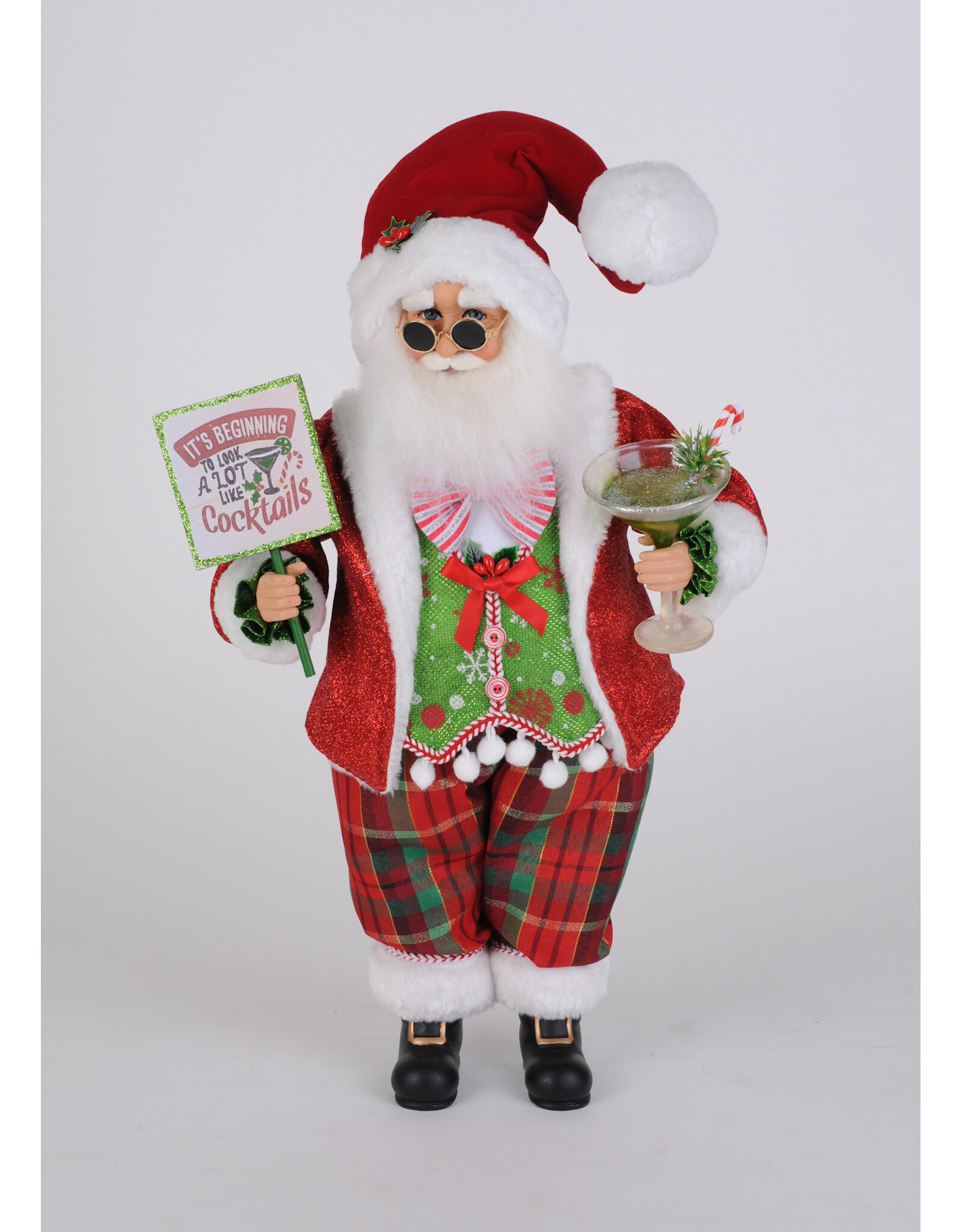 Karen Didion Christmas Cocktails Santa Figure 19 Inches