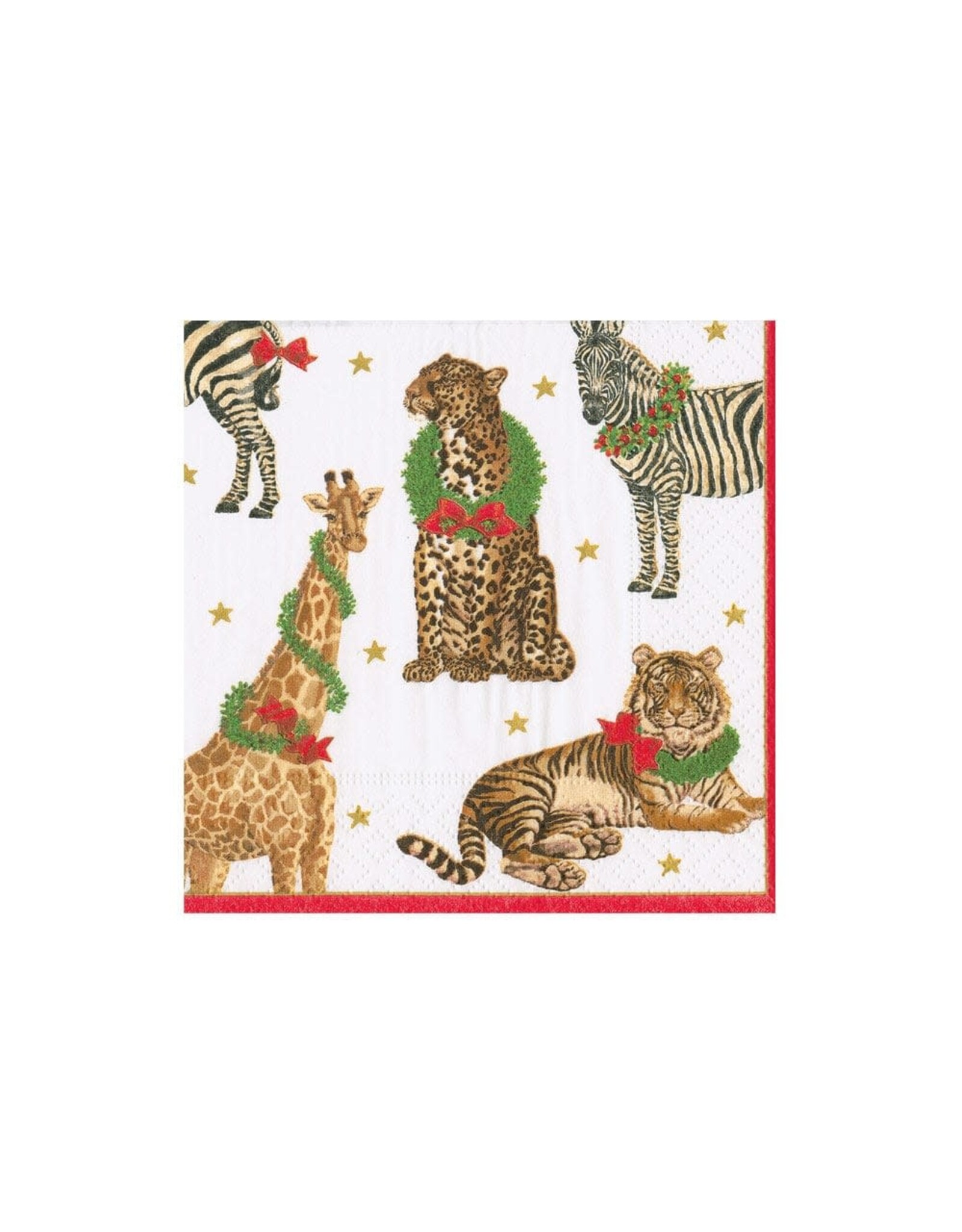 Caspari Christmas Paper Cocktail Napkins 20pk Wild Christmas