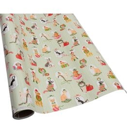 Caspari Christmas Gift Wrapping Paper 8ft Roll Presenting Pets