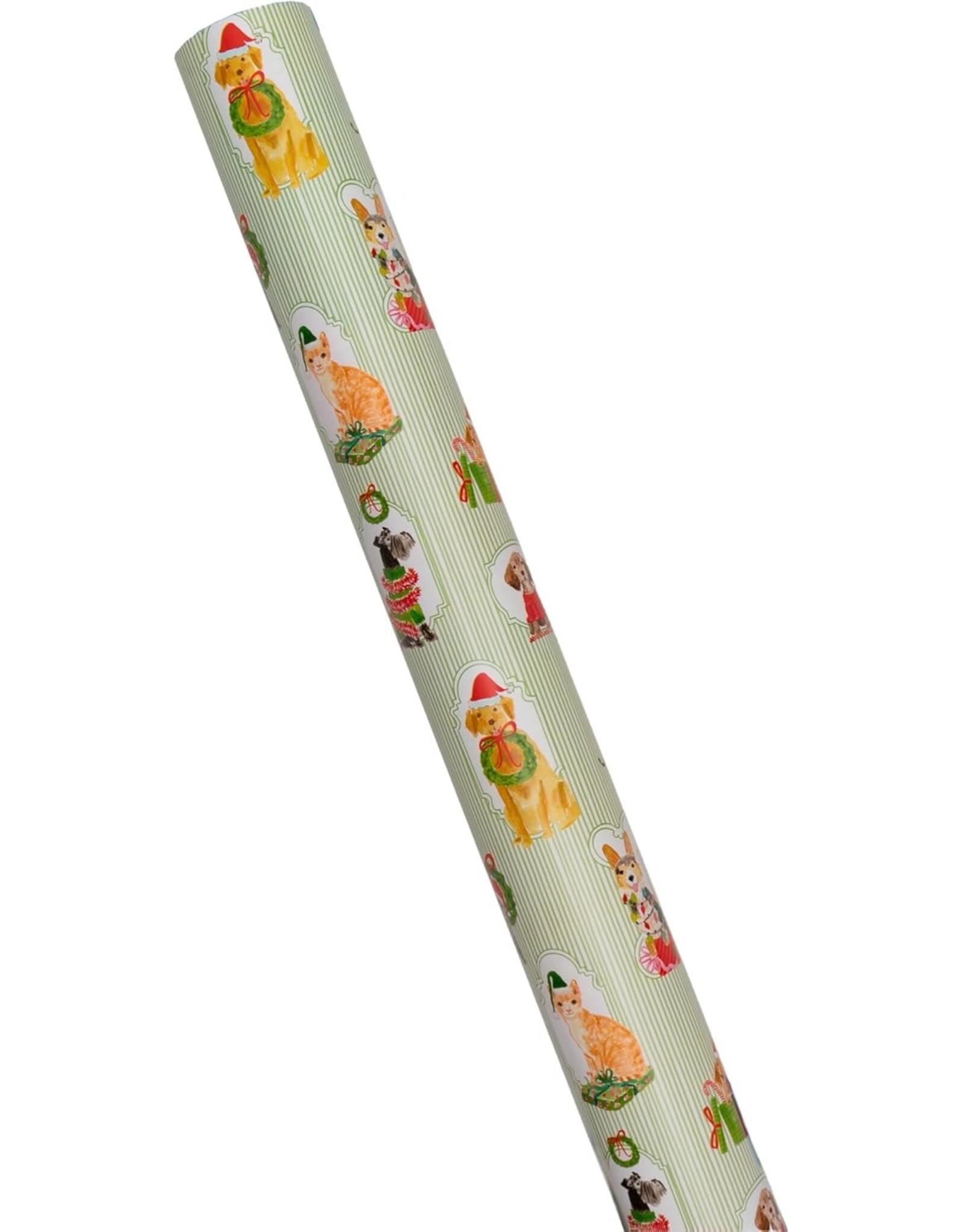 Caspari Christmas Gift Wrapping Paper 8ft Roll Presenting Pets
