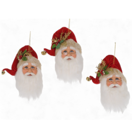 Karen Didion Santa Head Ornaments 3PC Set 7x4x9