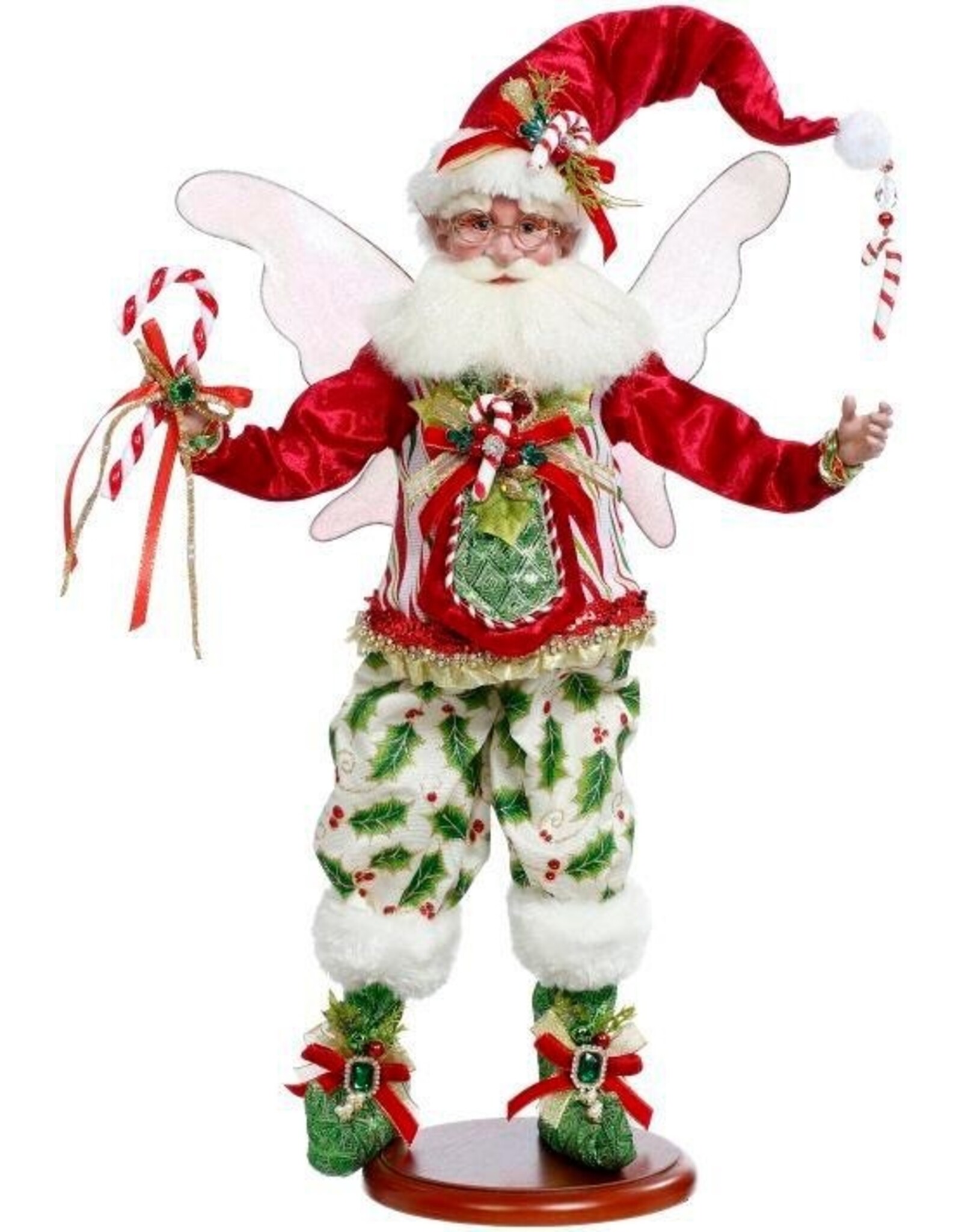 Mark Roberts Fairies Christmas Candy-cane Holly Fairy on Base 21 Inch